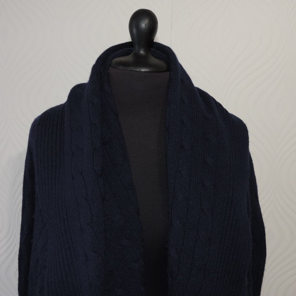 RALPH LAUREN Black Label sz M Navy Blue Cashmere Circle Sweater Cable Knit - Picture 11 of 16